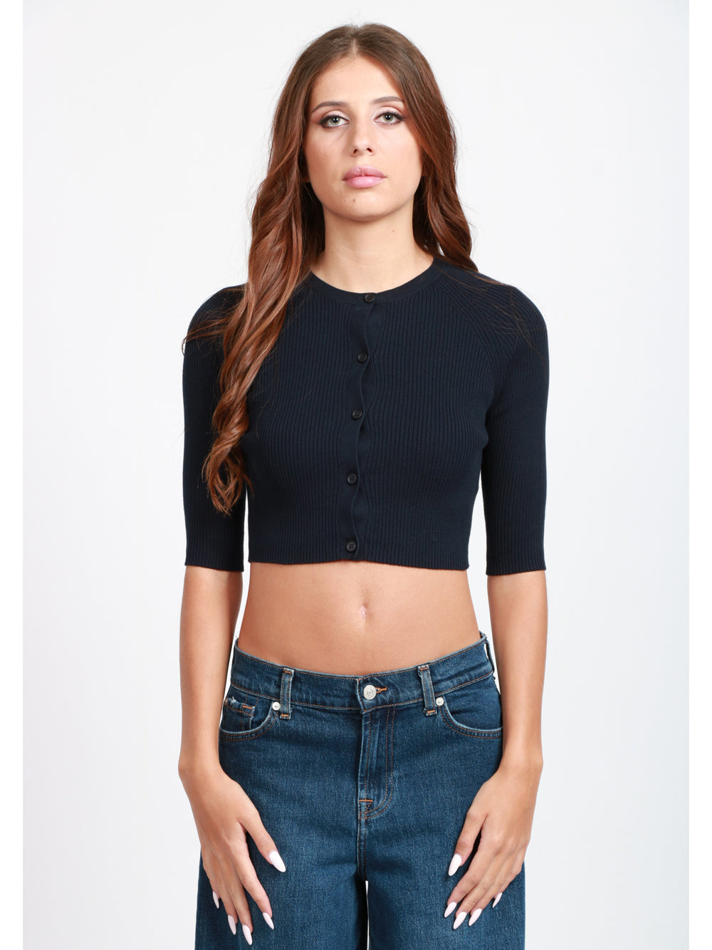 S MAXMARA Cardigan Kassel Crop a Costine piccole Blu Notte Blu notte