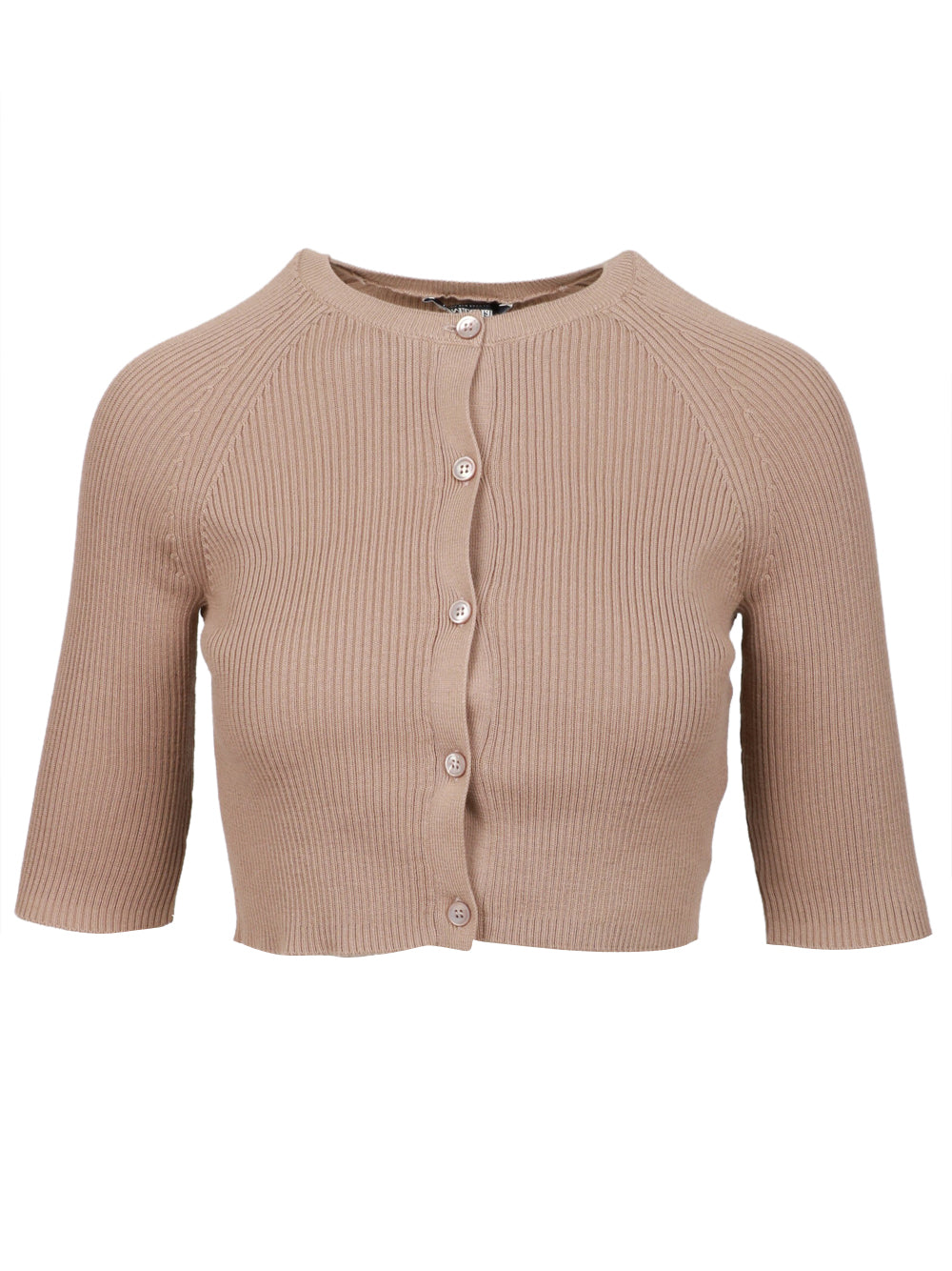 S MAXMARA Cardigan Kassel Crop a Costine piccole Fango Fango