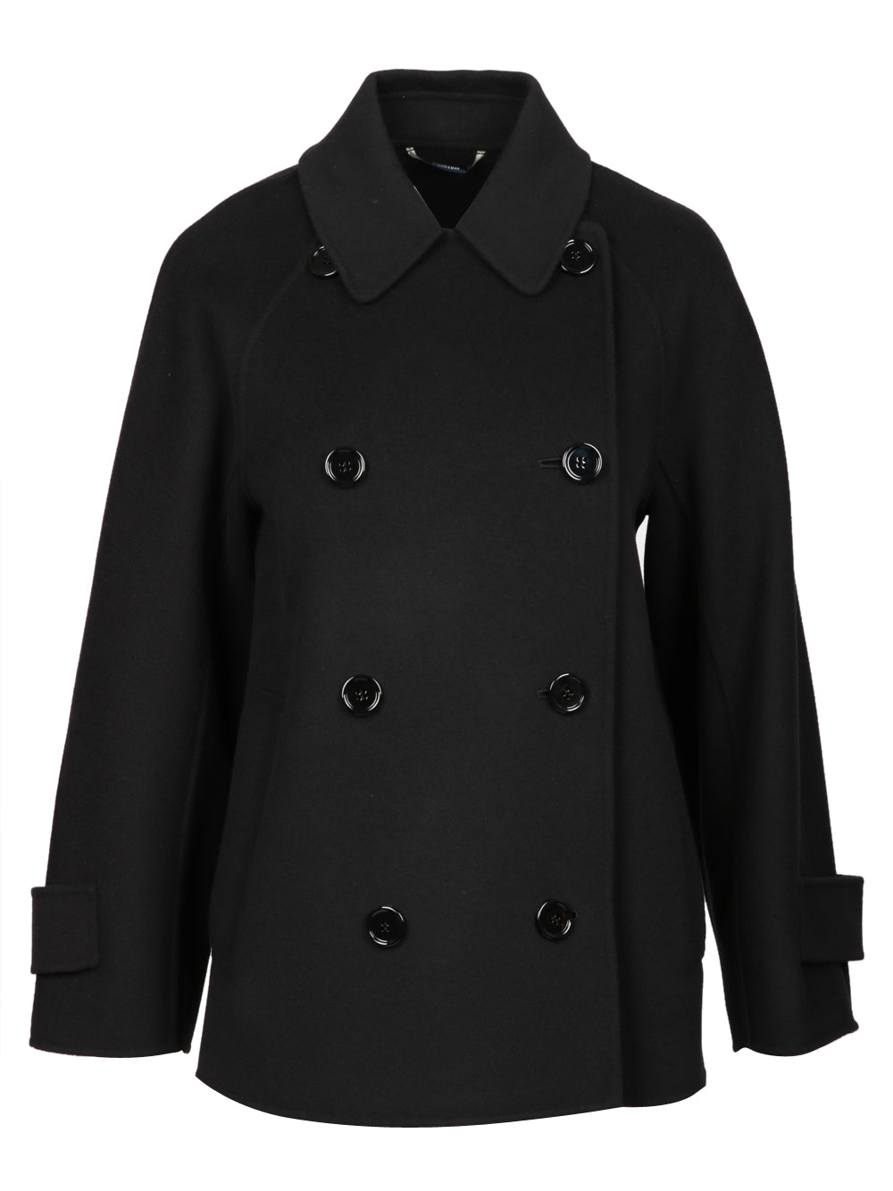 S MAXMARA Caban Louis in Lana Doppiopetto con Cintura Nero Nero