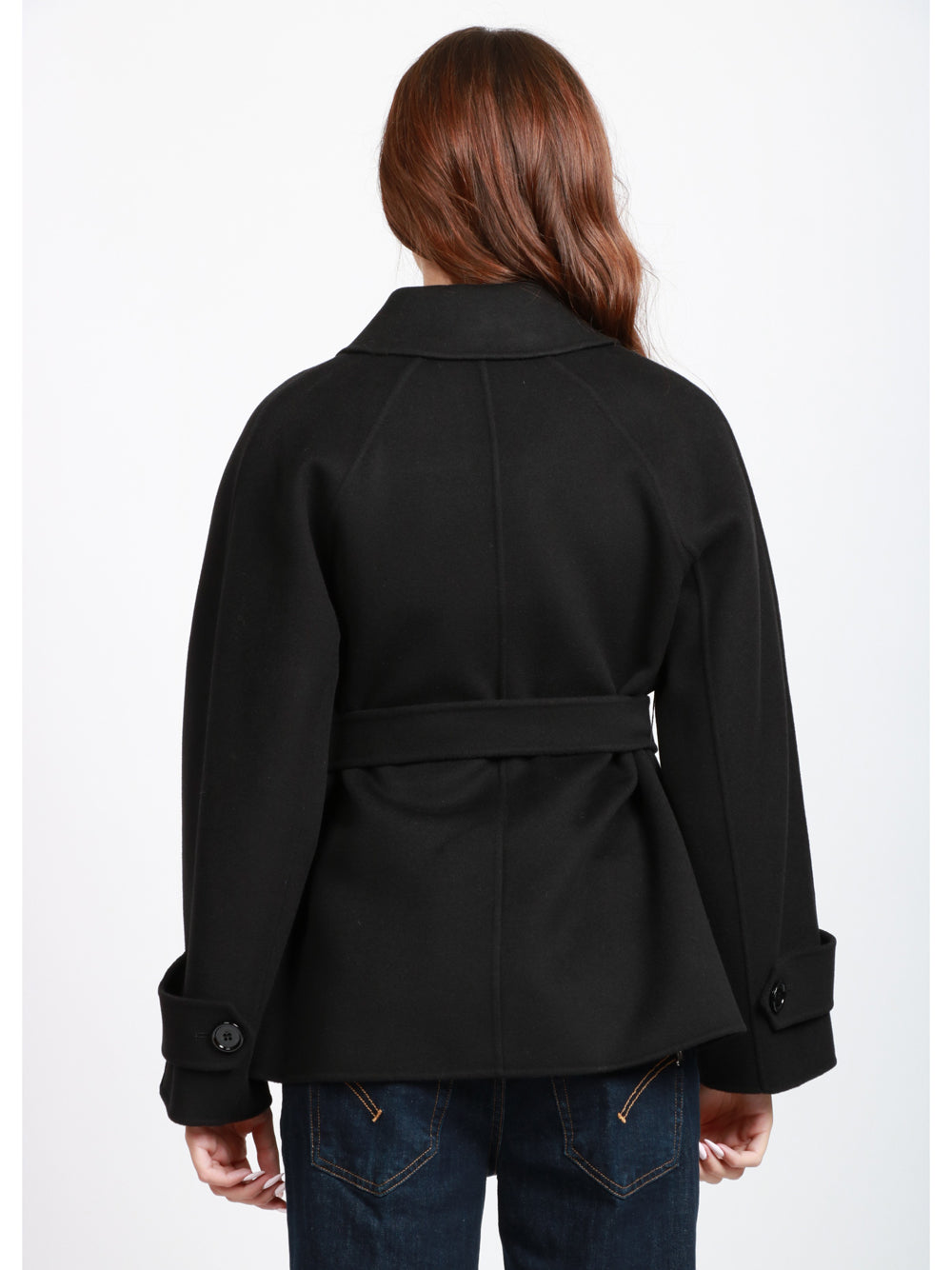 S MAXMARA Caban Louis in Lana Doppiopetto con Cintura Nero Nero