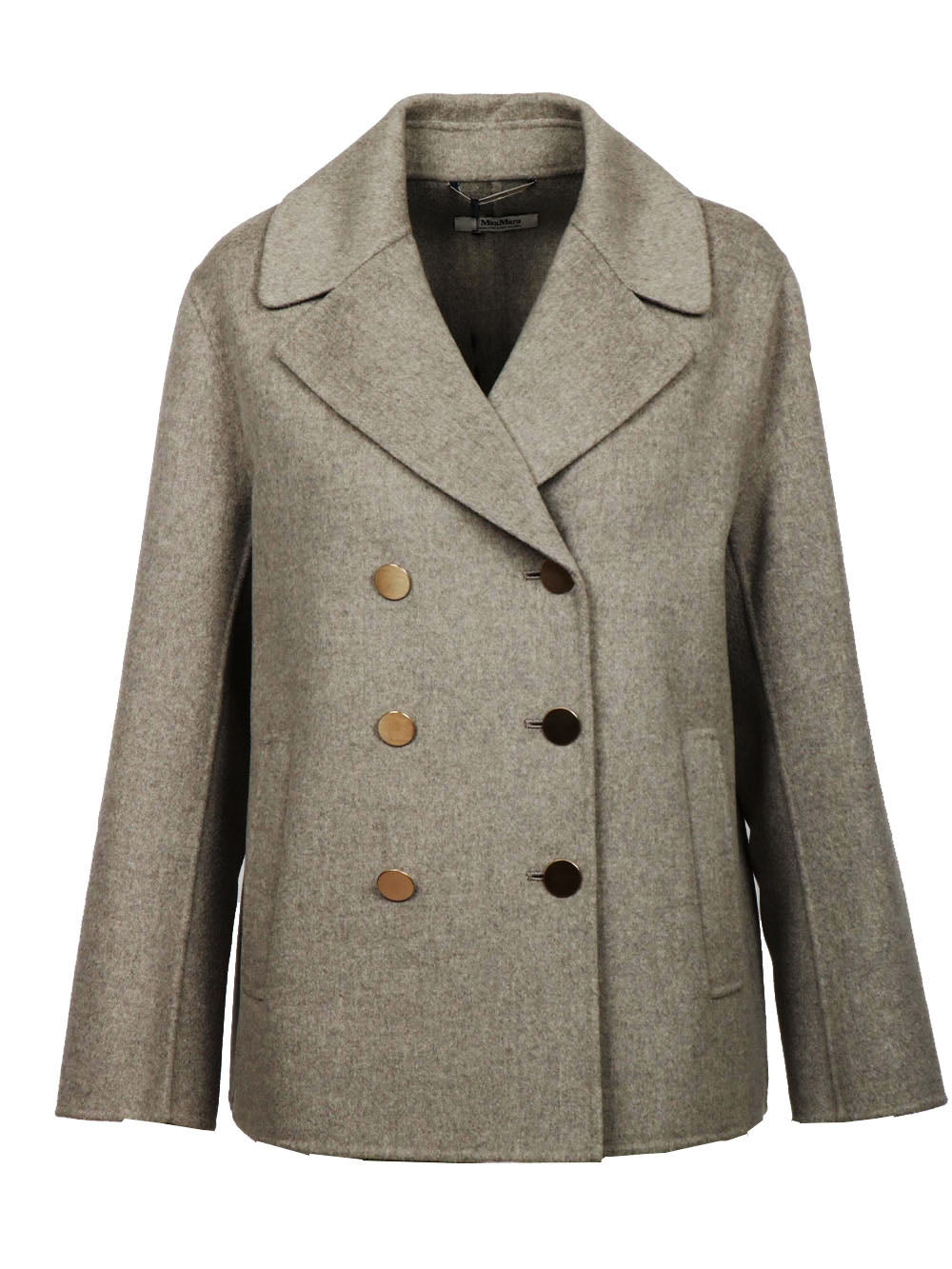 S MAXMARA Caban Margot Doppiopetto in Lana Vergine Grigio Grigio