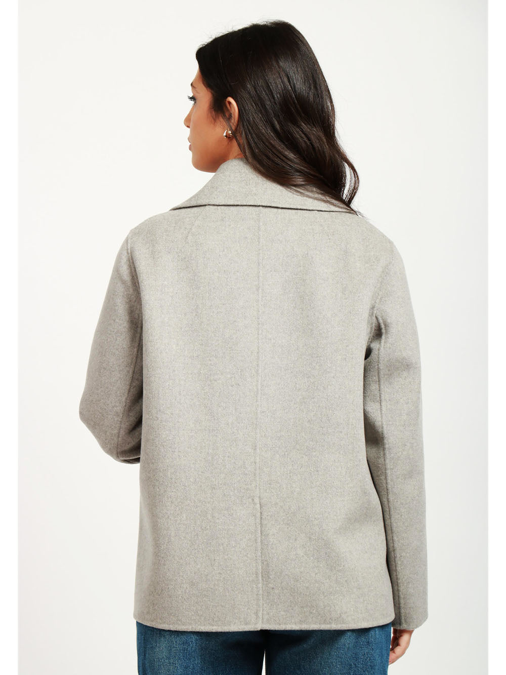 S MAXMARA Caban Margot Doppiopetto in Lana Vergine Grigio Grigio