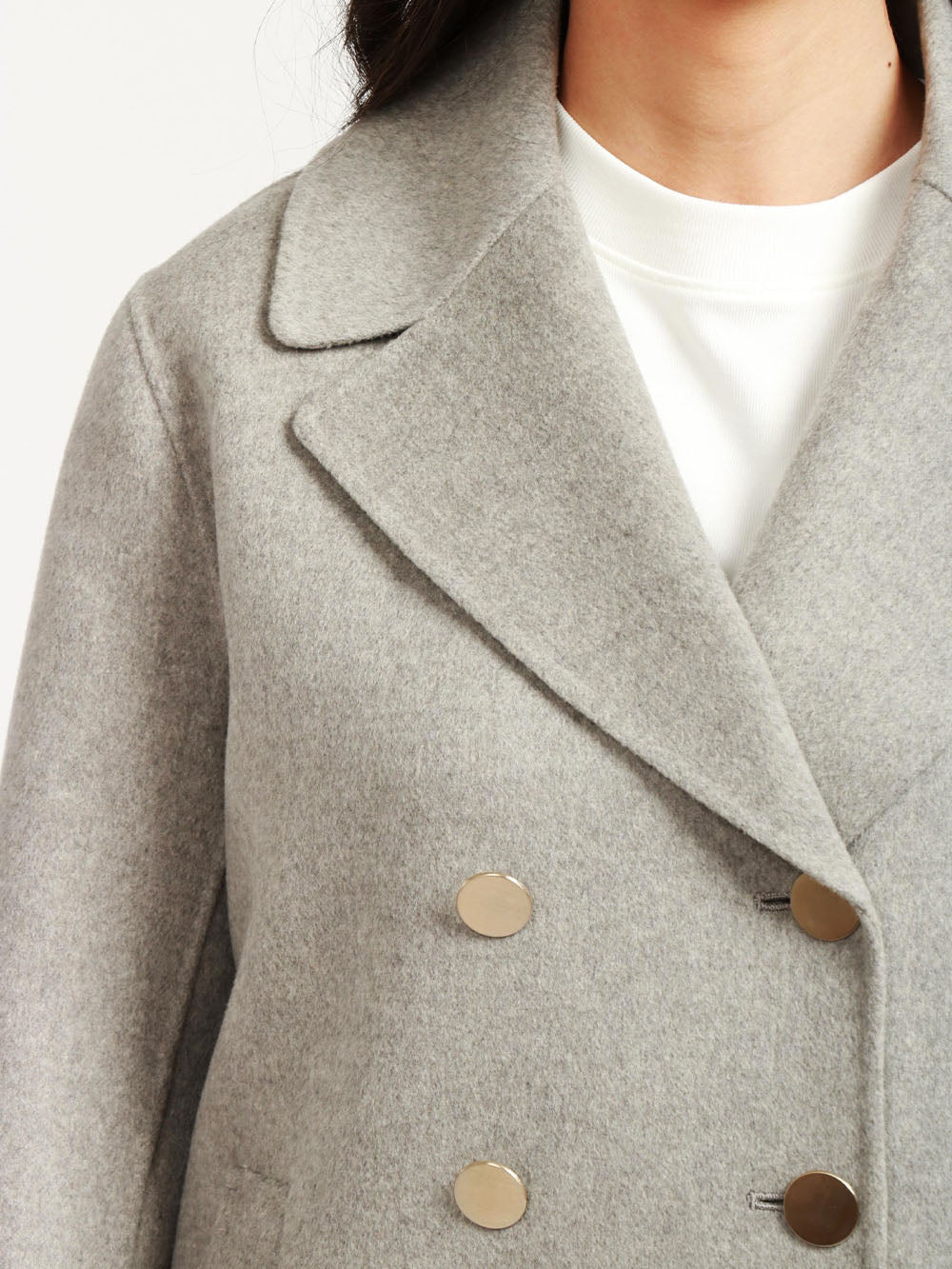S MAXMARA Caban Margot Doppiopetto in Lana Vergine Grigio Grigio