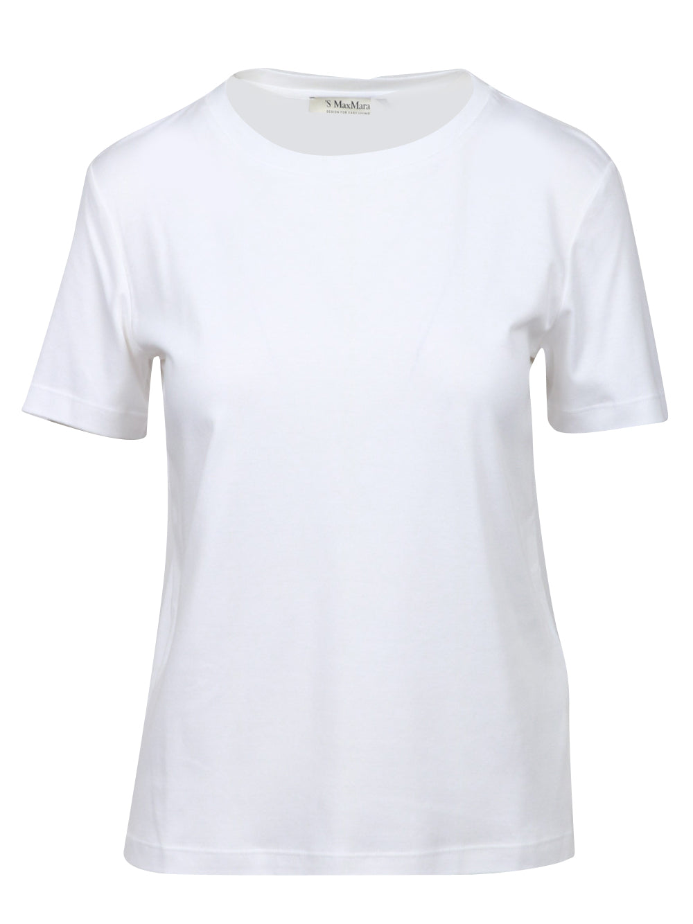 S MAXMARA T-Shirt Maya Girocollo in Jersey di Cotone Bianca Bianco