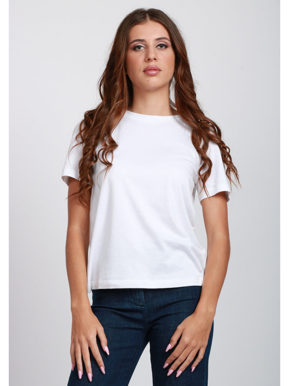 S MAXMARA T-Shirt Maya Girocollo in Jersey di Cotone Bianca Bianco