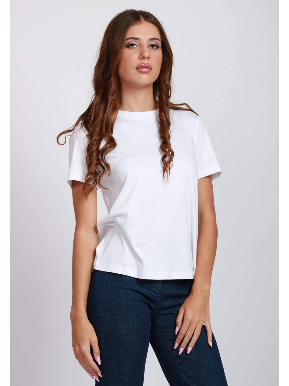 S MAXMARA T-Shirt Maya Girocollo in Jersey di Cotone Bianca Bianco