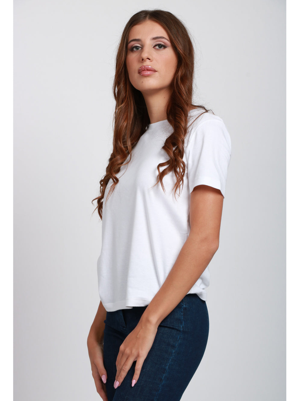 S MAXMARA T-Shirt Maya Girocollo in Jersey di Cotone Bianca Bianco