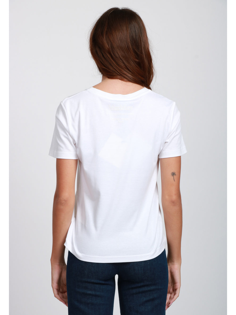 S MAXMARA T-Shirt Maya Girocollo in Jersey di Cotone Bianca Bianco