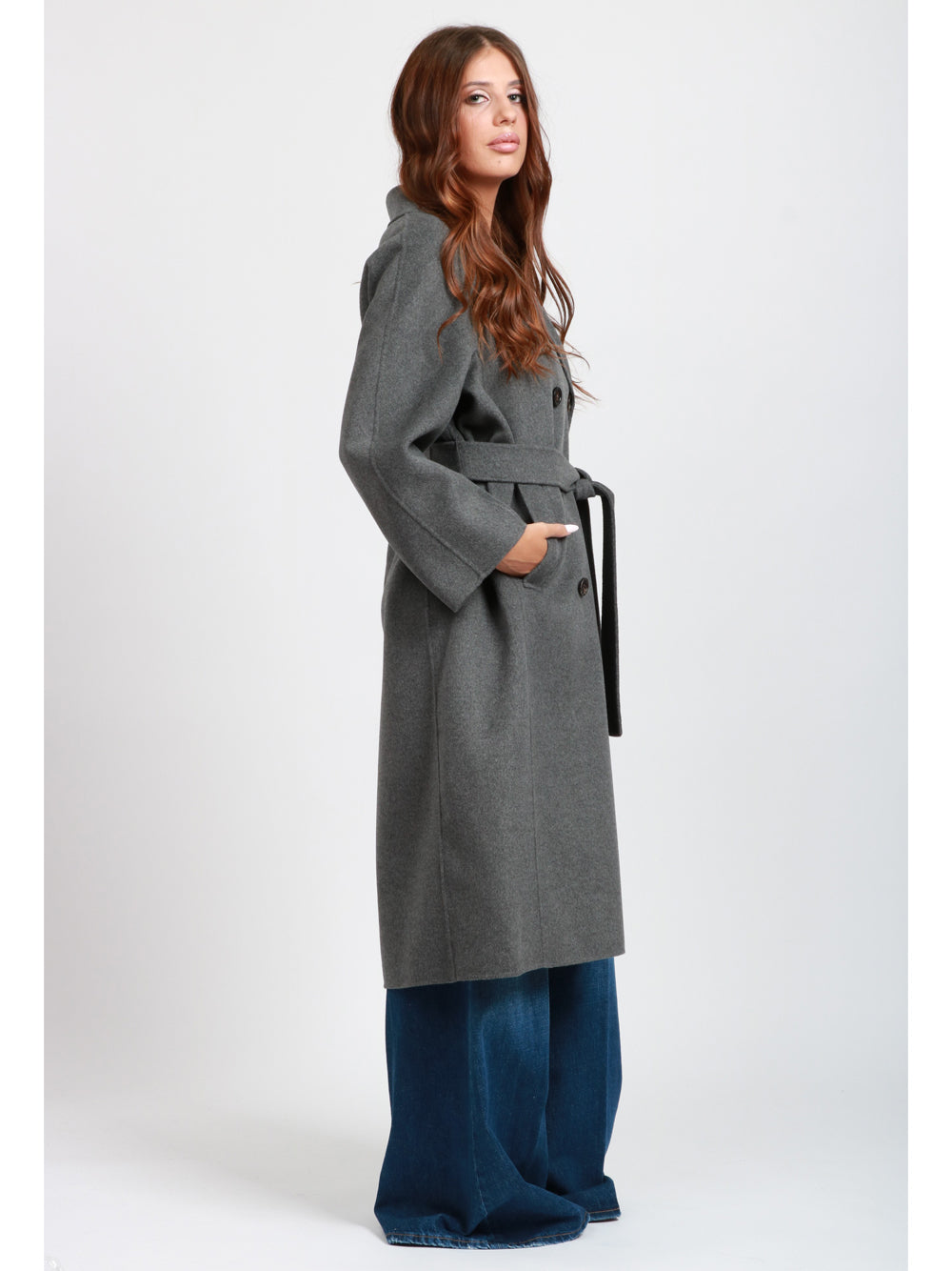 S MAXMARA Cappotto Paul Lungo Doppiopetto in Lana Vergine Grigio Grigio