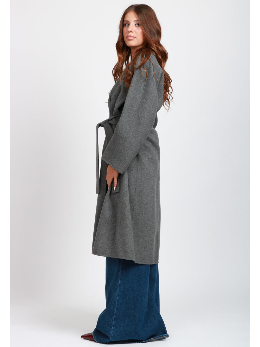 S MAXMARA Cappotto Paul Lungo Doppiopetto in Lana Vergine Grigio Grigio