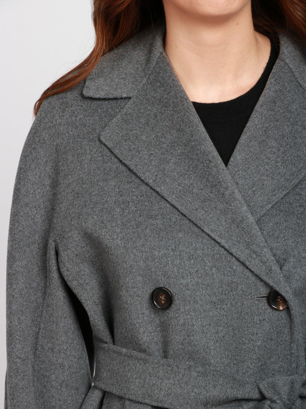 S MAXMARA Cappotto Paul Lungo Doppiopetto in Lana Vergine Grigio Grigio