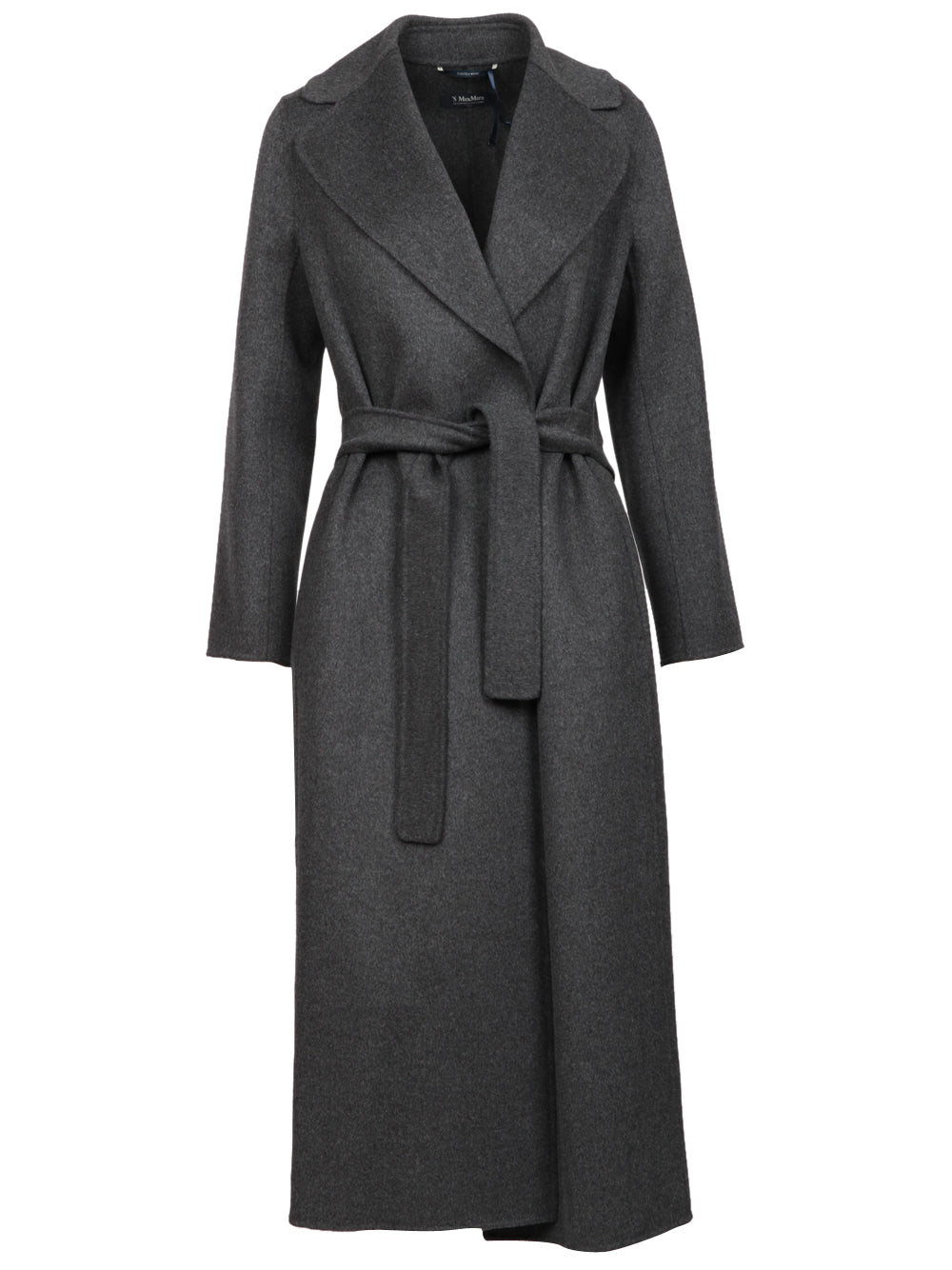 S MAXMARA Cappotto Poldo a Vestaglia Lungo in Lana Vergine Grigio Antracite