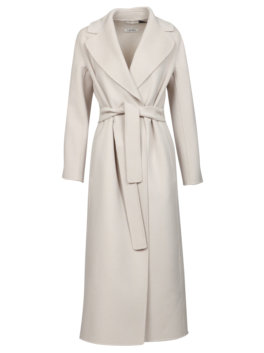 S MAXMARA Cappotto Poldo a Vestaglia Lungo in Lana Vergine Ghiaccio Ghiaccio