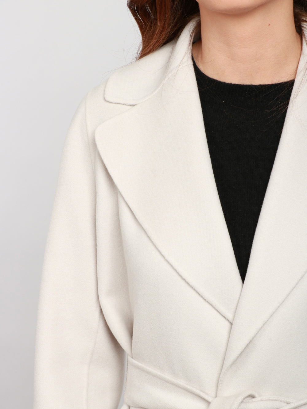 S MAXMARA Cappotto Poldo a Vestaglia Lungo in Lana Vergine Ghiaccio Ghiaccio