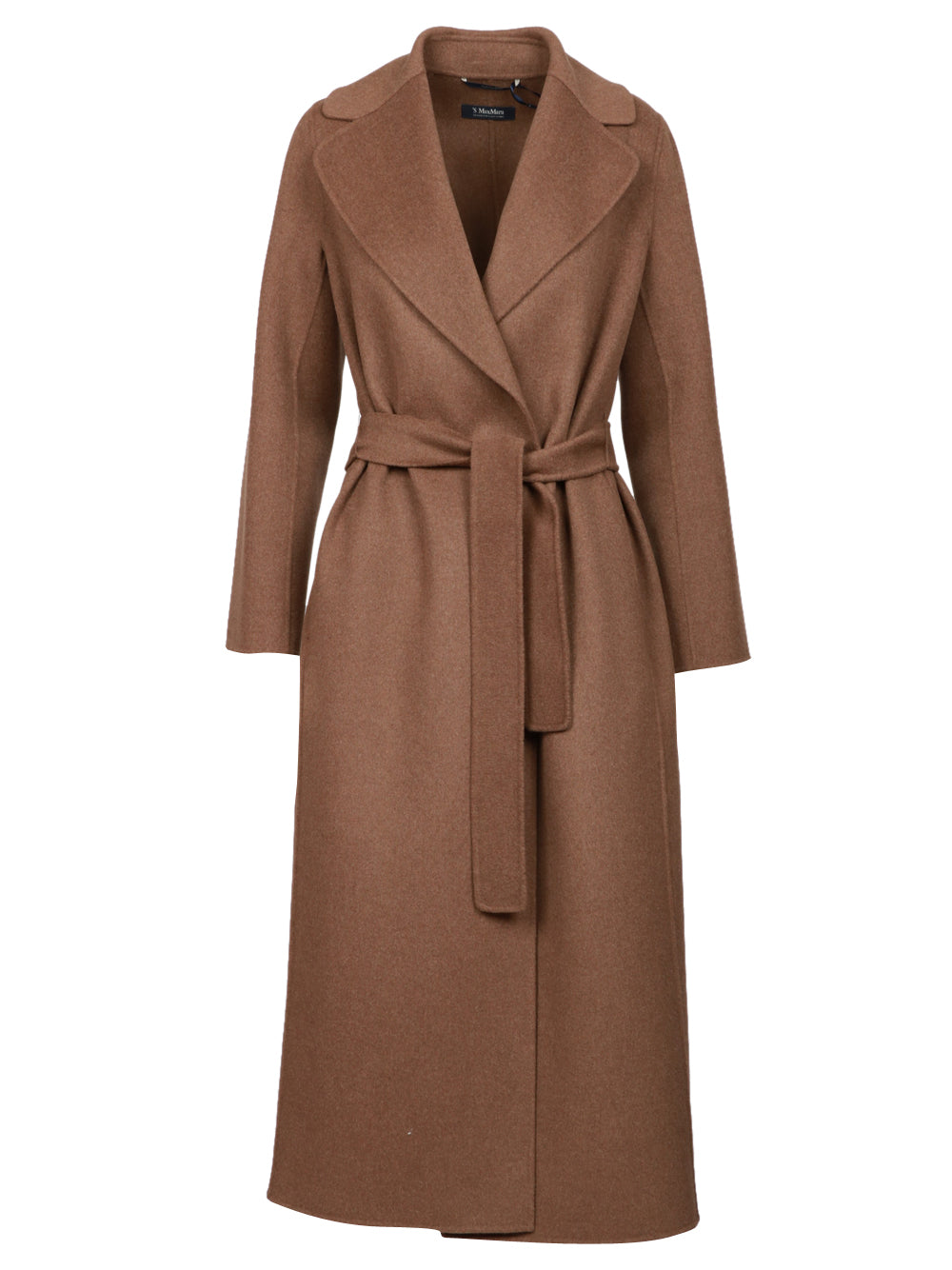 S MAXMARA Cappotto Poldo a Vestaglia Lungo in Lana Vergine Tabacco Tabacco