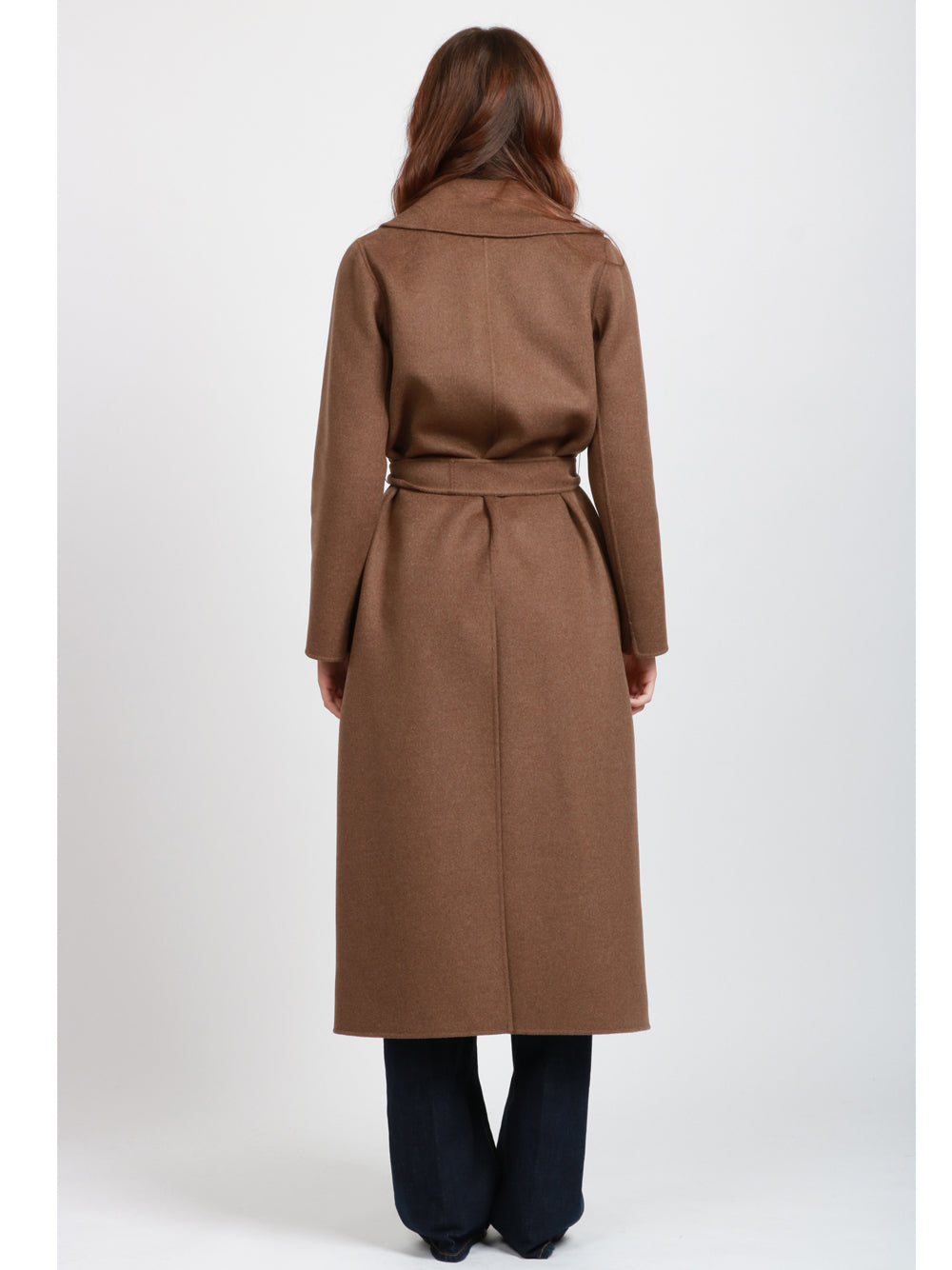 S MAXMARA Cappotto Poldo a Vestaglia Lungo in Lana Vergine Tabacco Tabacco