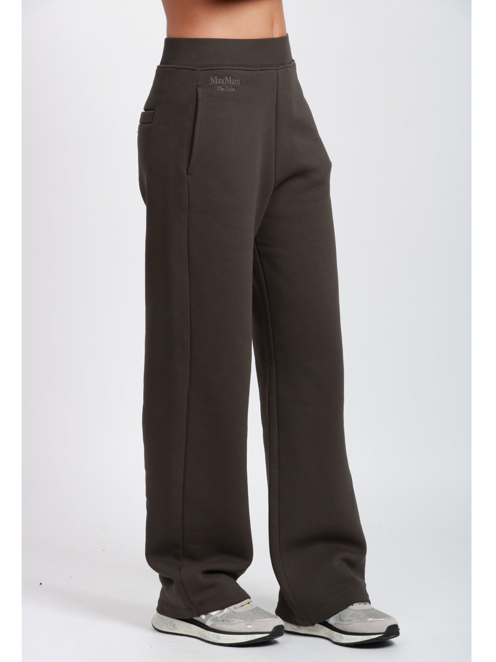 S MAXMARA Pantaloni Pompeo di Felpa in Cotone Grigi Grigio fumo
