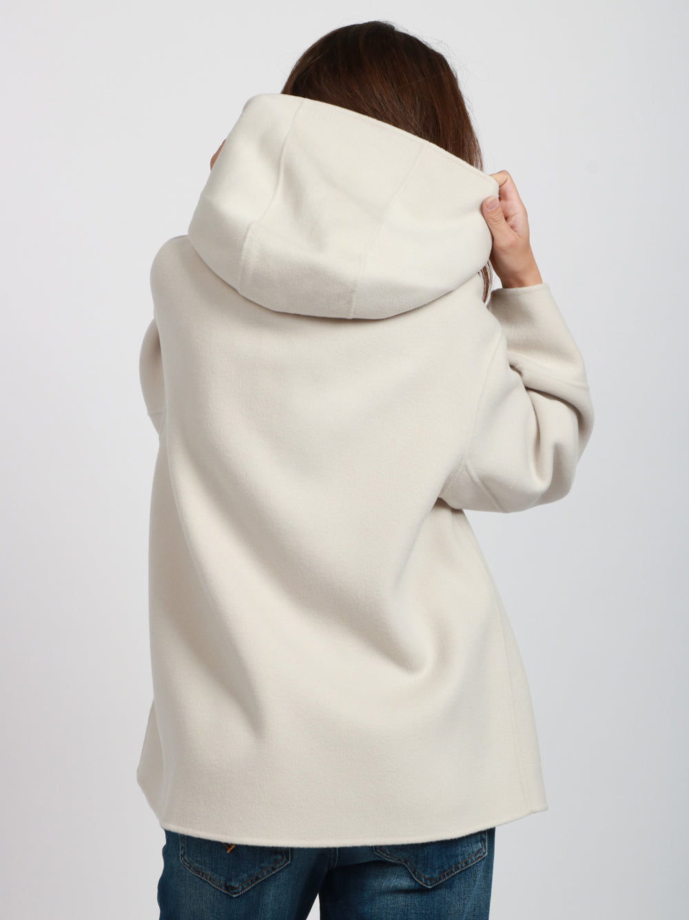 S MAXMARA Felpa Romina in Lana con Cappuccio e chiusur Zip Ghiaccio Ghiaccio