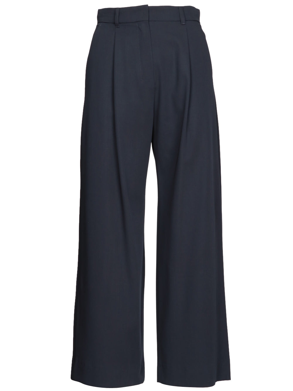 S MAXMARA Pantaloni Siri in Lana Blu Notte Blu