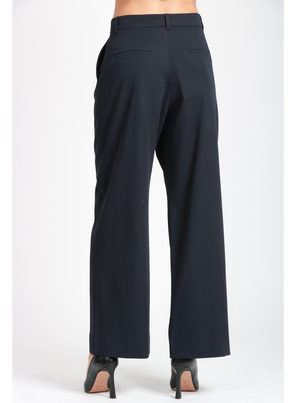 S MAXMARA Pantaloni Siri in Lana Blu Notte Blu
