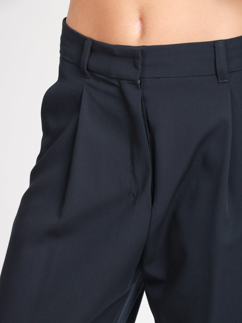 S MAXMARA Pantaloni Siri in Lana Blu Notte Blu