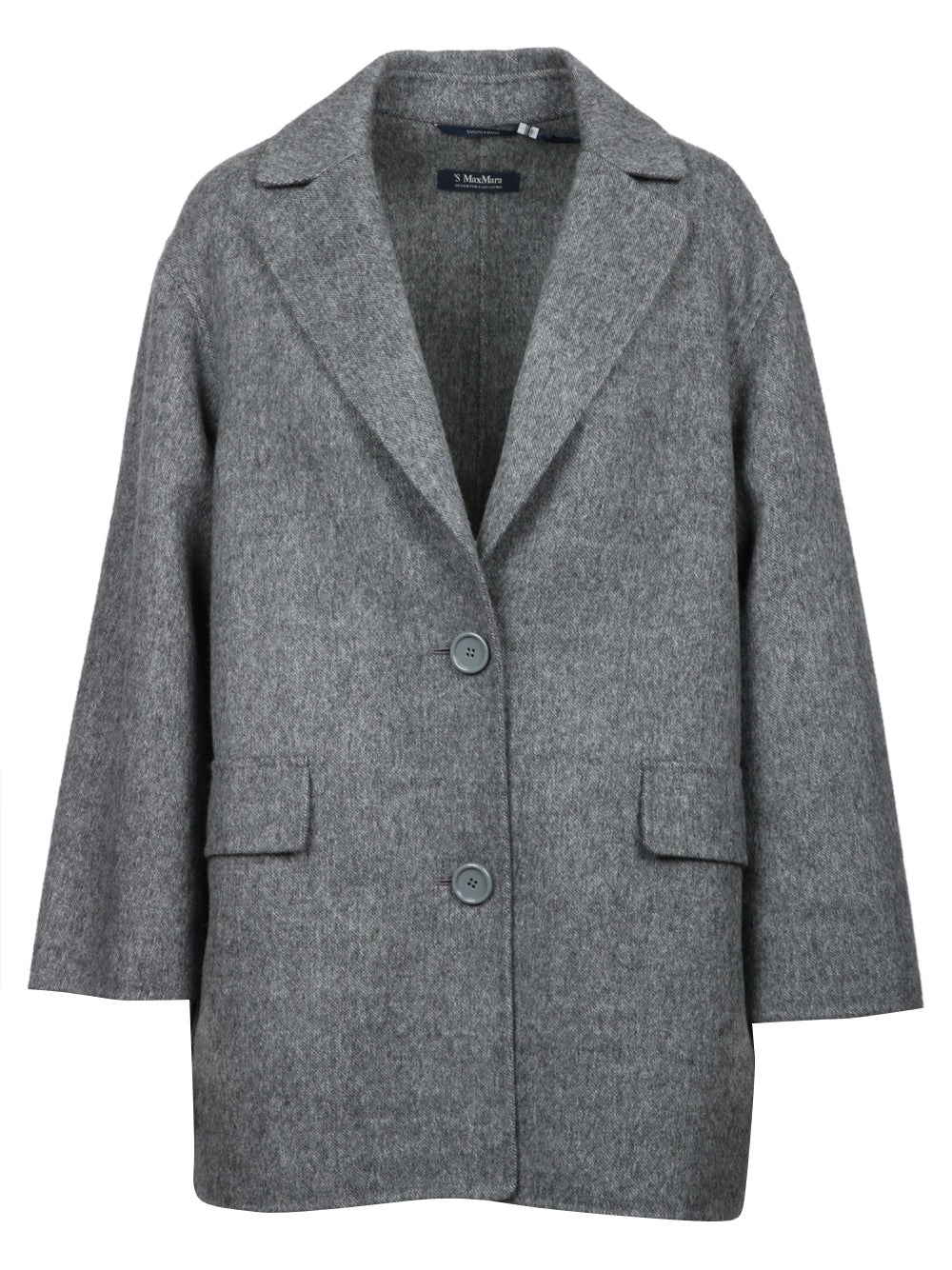 S MAXMARA Caban Song Monopetto in Lana Vergine Grigio Grigio