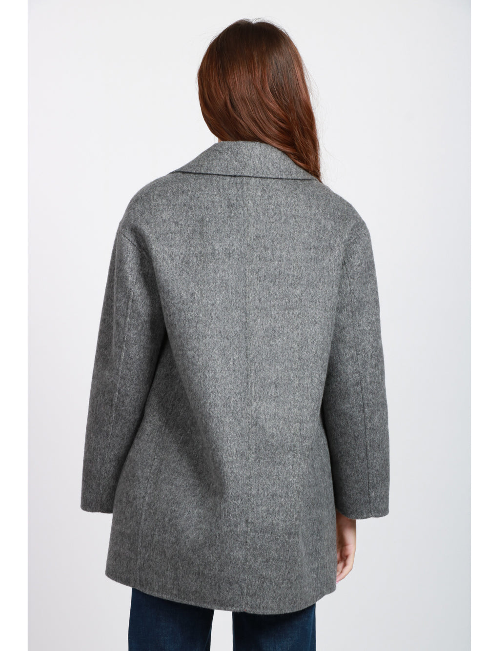 S MAXMARA Caban Song Monopetto in Lana Vergine Grigio Grigio