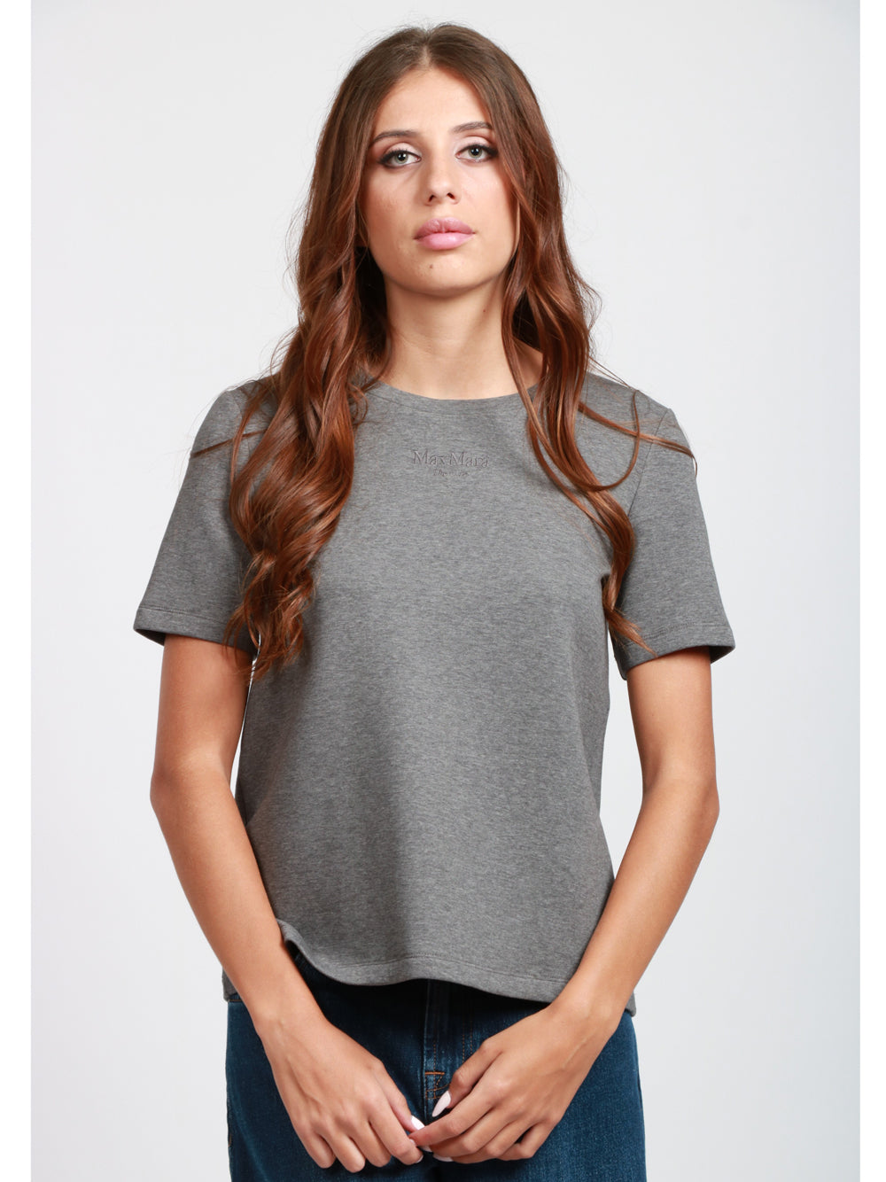 S MAXMARA T-shirt Tubo in Jersey Scuba Grigia Grigio