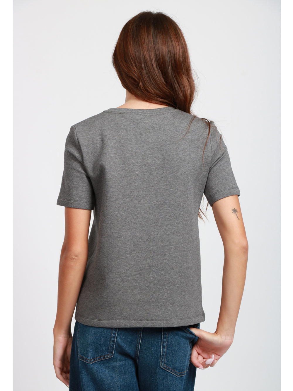 S MAXMARA T-shirt Tubo in Jersey Scuba Grigia Grigio