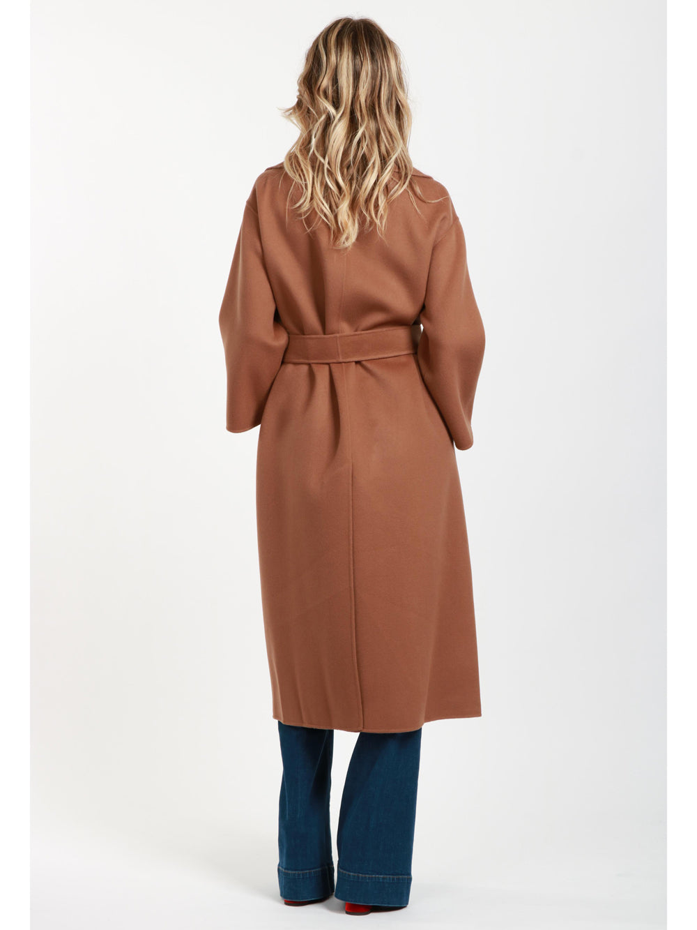 S MAXMARA Cappotto Venice a Vestaglia in Lana Vergine Tabacco Tabacco