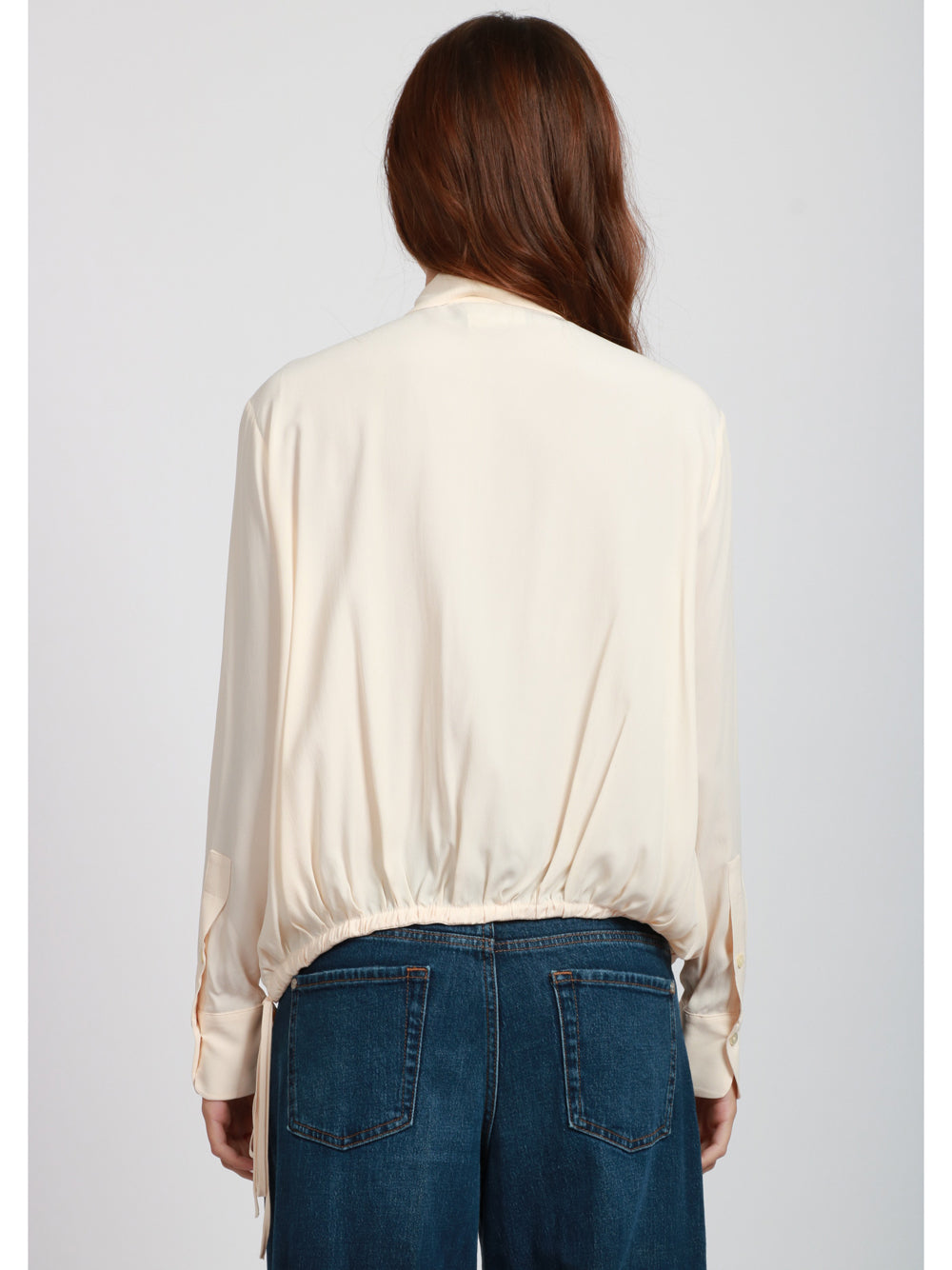 SEMICOUTURE Blusa Armanda in Misto Seta Panna Panna