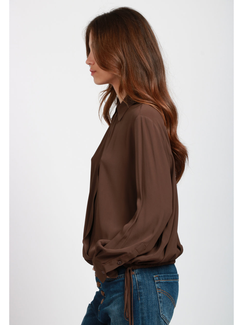SEMICOUTURE Blusa Armanda in Misto Seta Marrone Marrone