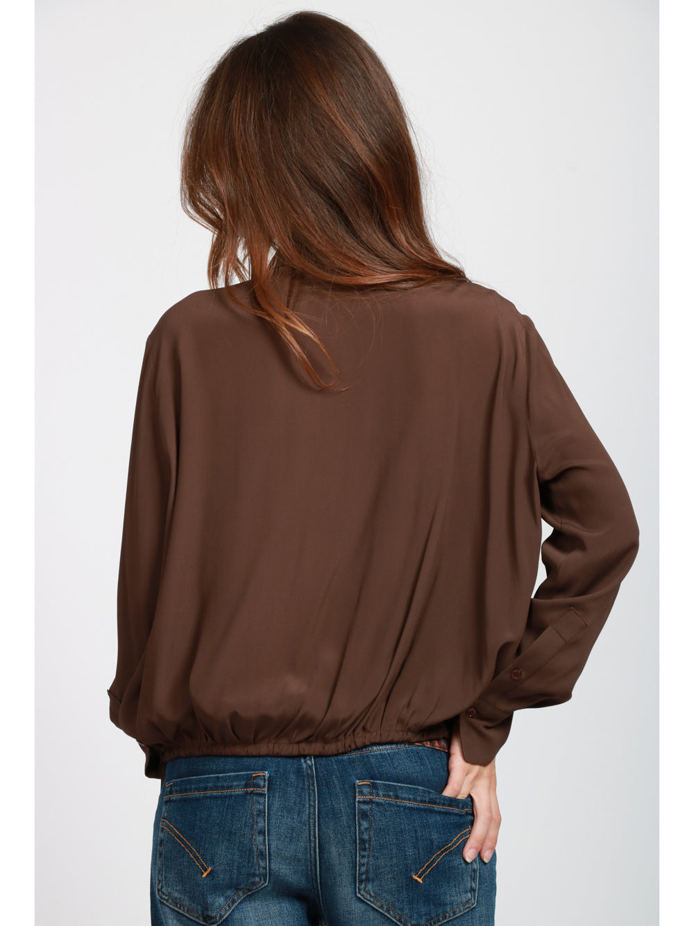 SEMICOUTURE Blusa Armanda in Misto Seta Marrone Marrone