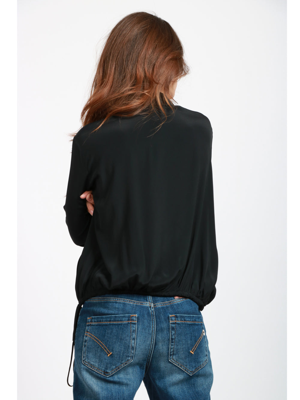 SEMICOUTURE Blusa Armanda in Misto Seta Nera Nero