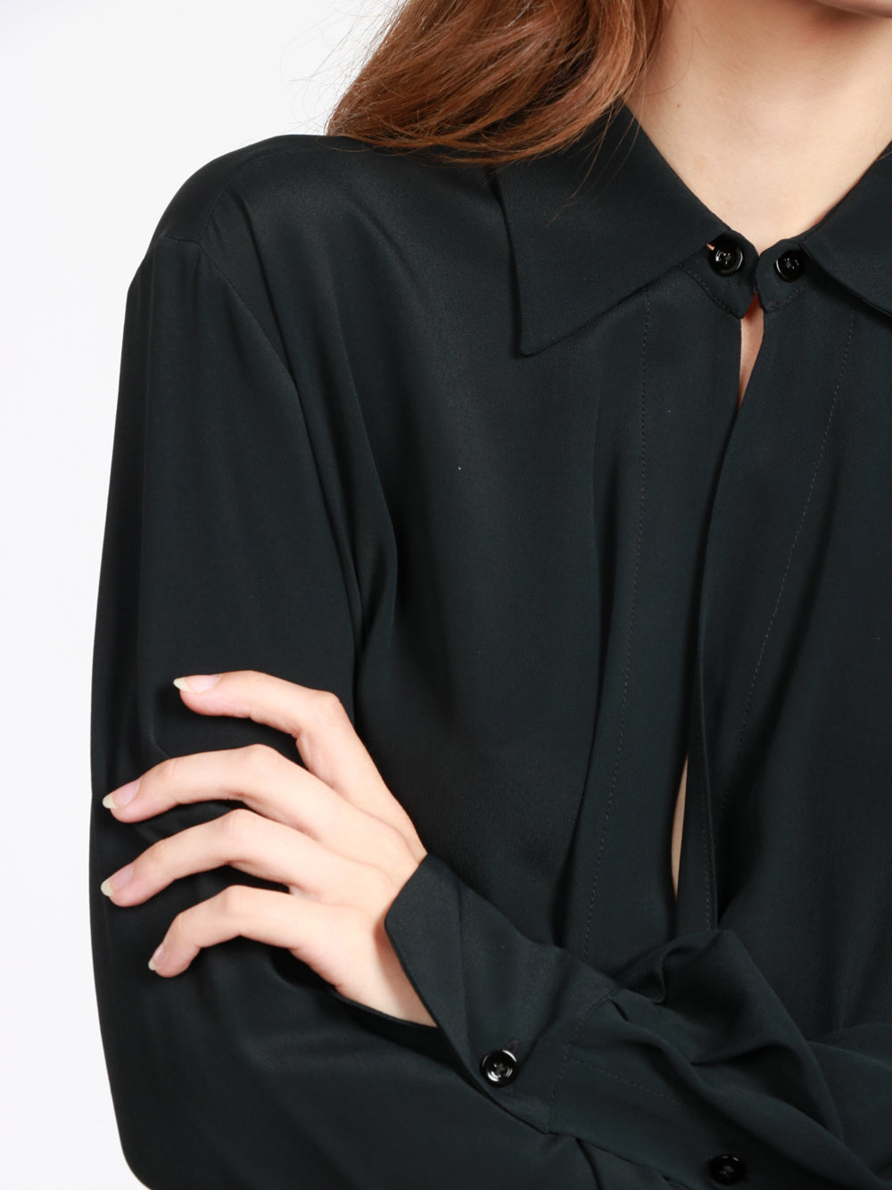 SEMICOUTURE Blusa Armanda in Misto Seta Nera Nero