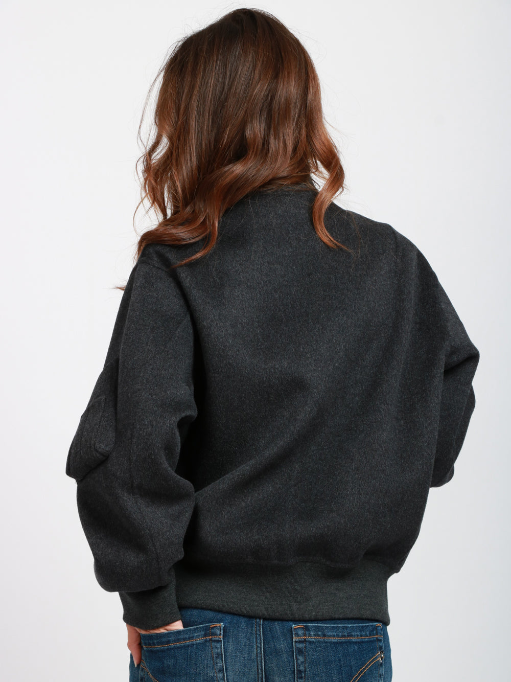 SEMICOUTURE Bomber Azalea in Lana Antracite Antracite