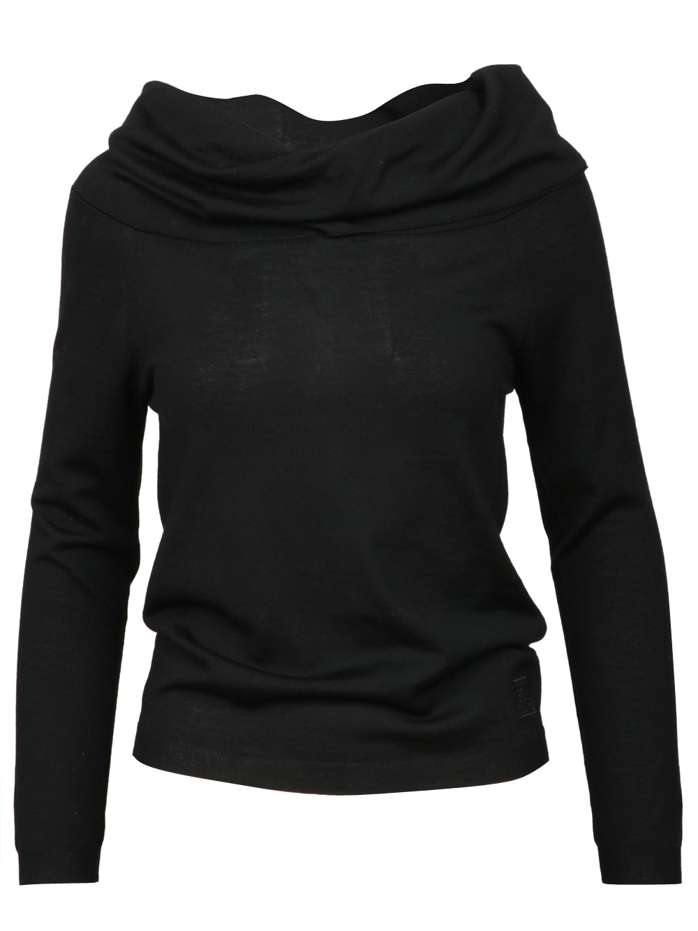 SEMICOUTURE Maglia Bianca in Lana Vergine Nera con Scollo a Barca Nero