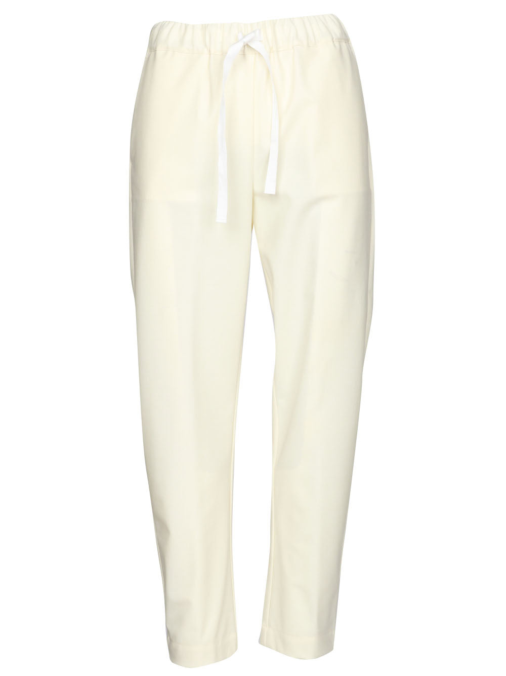 SEMICOUTURE Pantaloni Buddy in Fresco di Lana Panna con Gamba Dritta Panna