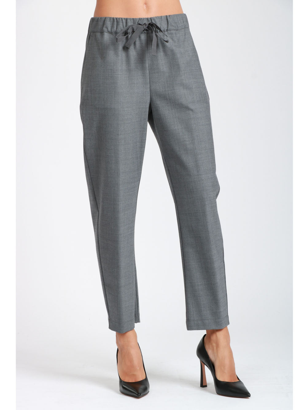 SEMICOUTURE Pantaloni Buddy in Fresco di Lana Grigi con Gamba Dritta Grigio
