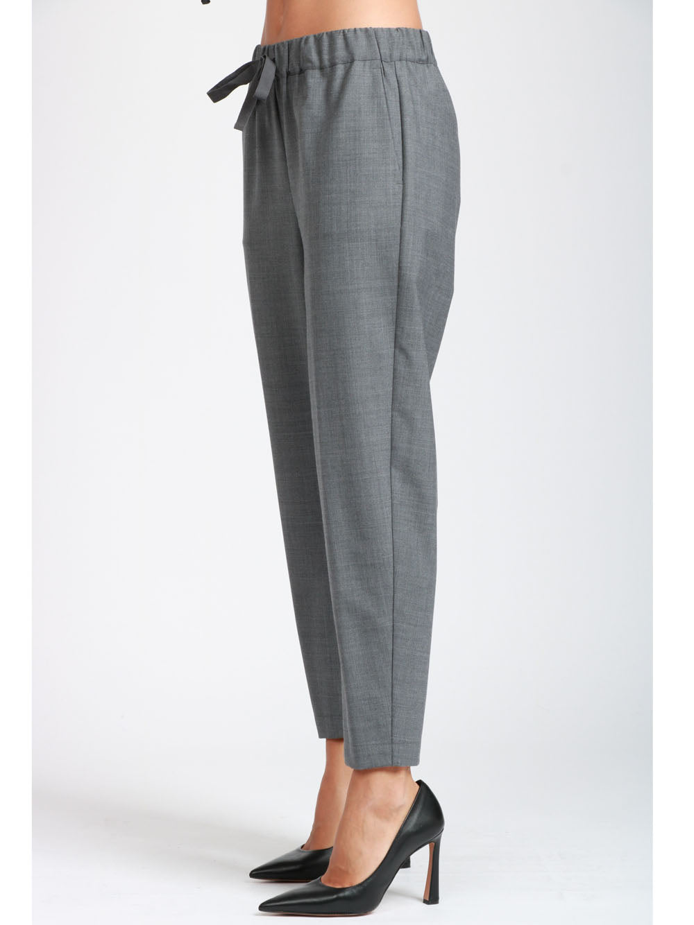 SEMICOUTURE Pantaloni Buddy in Fresco di Lana Grigi con Gamba Dritta Grigio