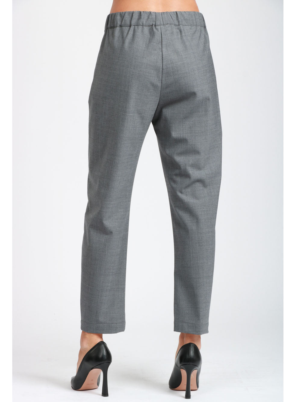 SEMICOUTURE Pantaloni Buddy in Fresco di Lana Grigi con Gamba Dritta Grigio