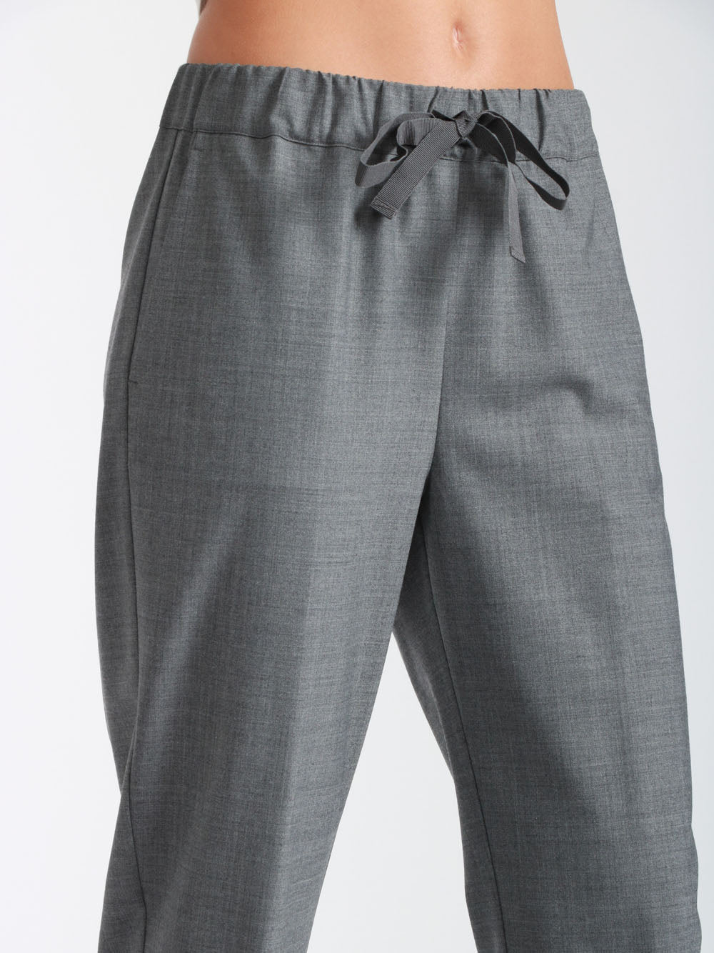 SEMICOUTURE Pantaloni Buddy in Fresco di Lana Grigi con Gamba Dritta Grigio