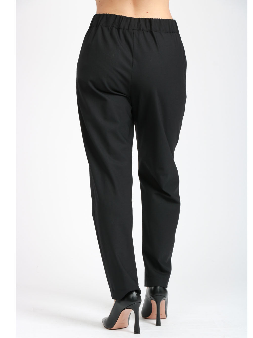 SEMICOUTURE Pantaloni Buddy in Fresco di Lana Neri con Gamba Dritta Nero