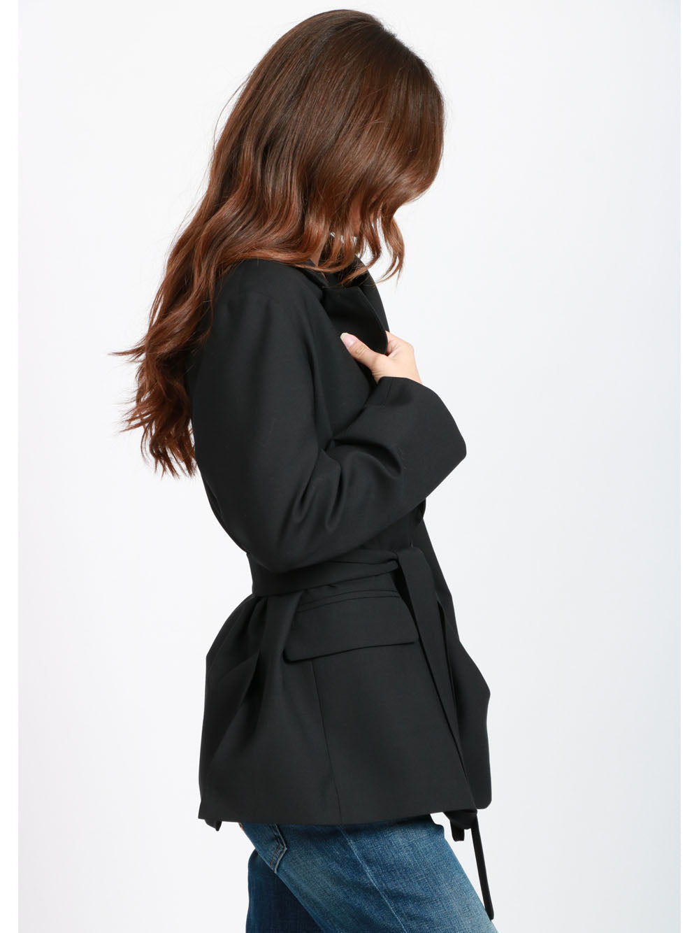 SEMICOUTURE Giacca Christiana Over in Fresco di Lana Nera Nero