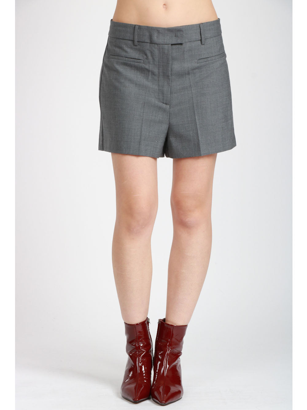 SEMICOUTURE Shorts Crystal in Fresco di Lana Grigi Grigio