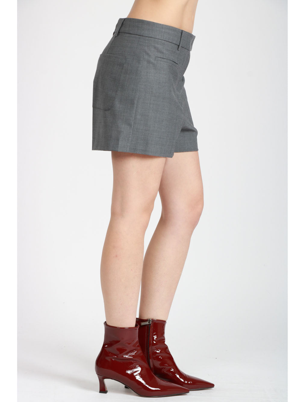 SEMICOUTURE Shorts Crystal in Fresco di Lana Grigi Grigio