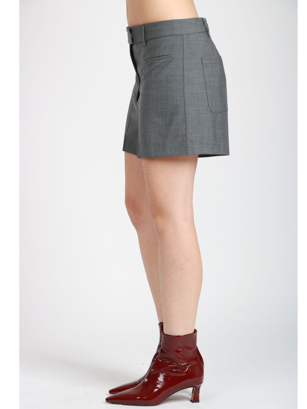 SEMICOUTURE Shorts Crystal in Fresco di Lana Grigi Grigio