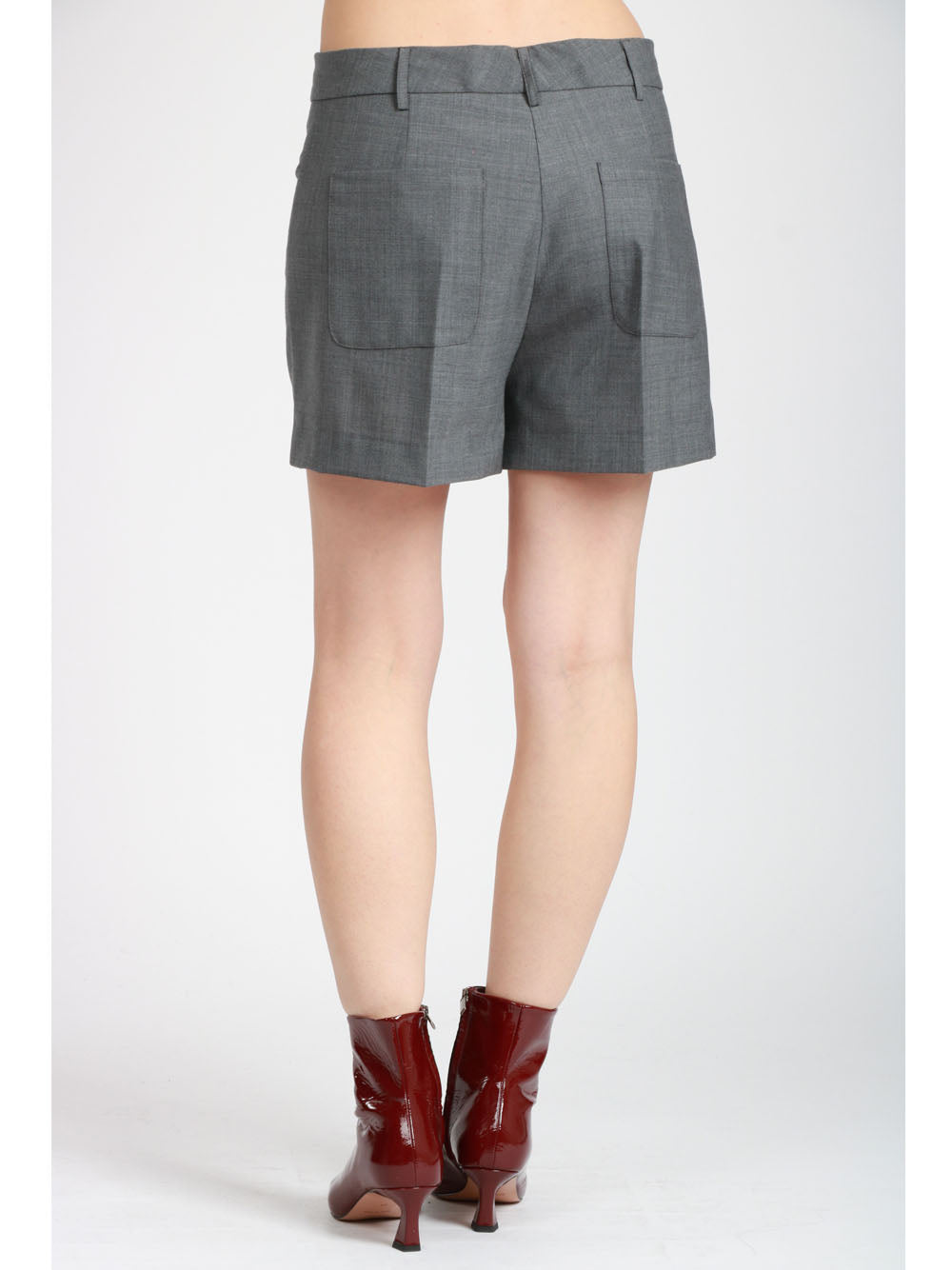 SEMICOUTURE Shorts Crystal in Fresco di Lana Grigi Grigio