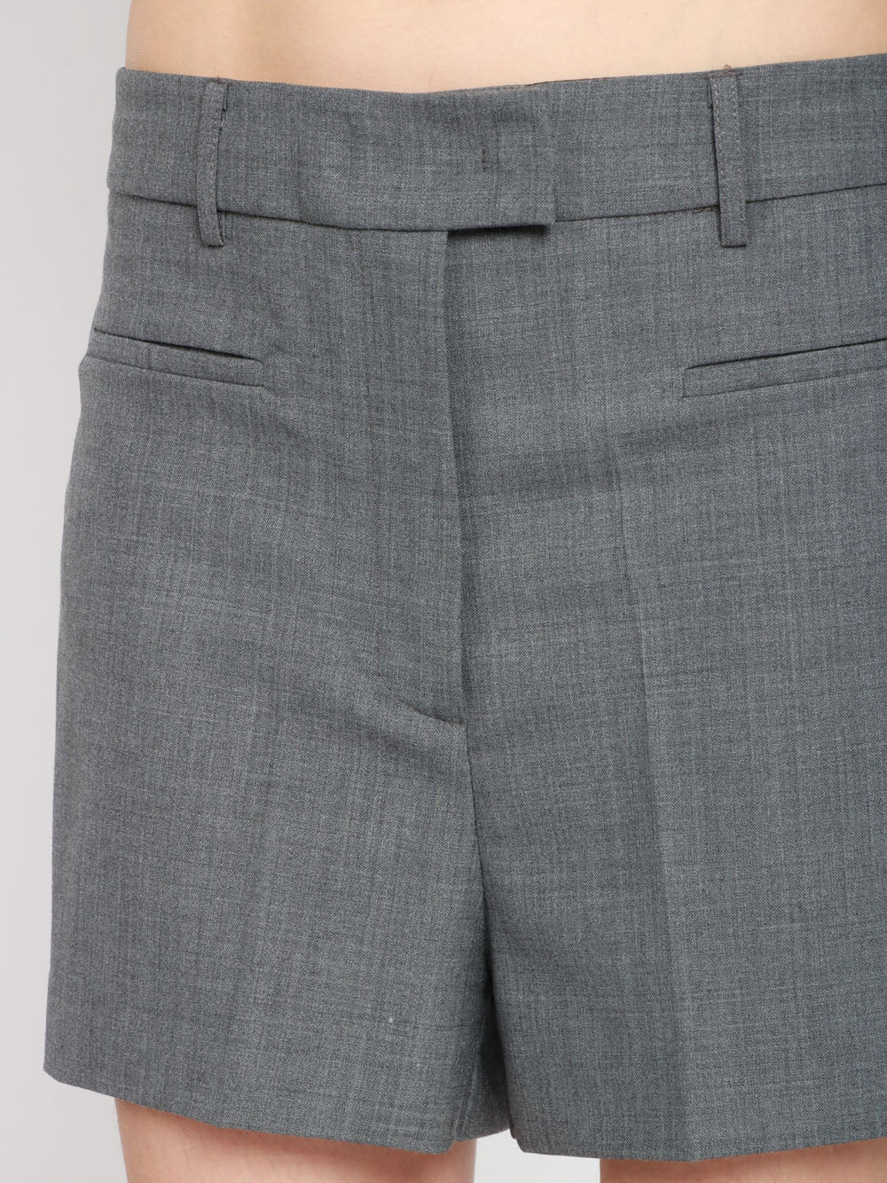 SEMICOUTURE Shorts Crystal in Fresco di Lana Grigi Grigio