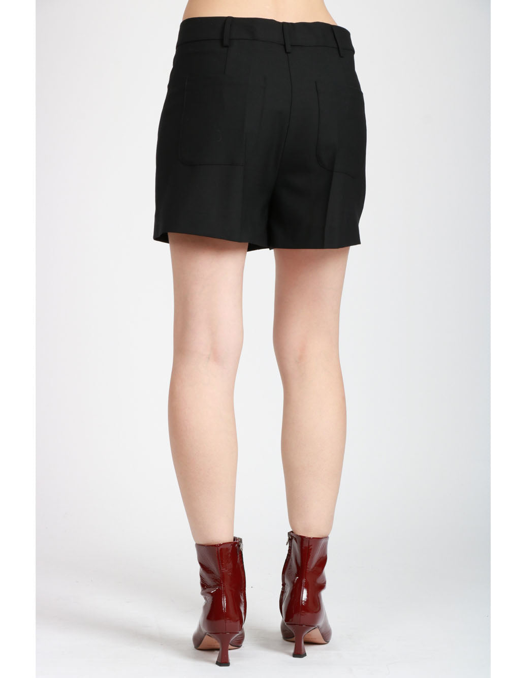 SEMICOUTURE Shorts Crystal in Fresco di Lana Neri Nero